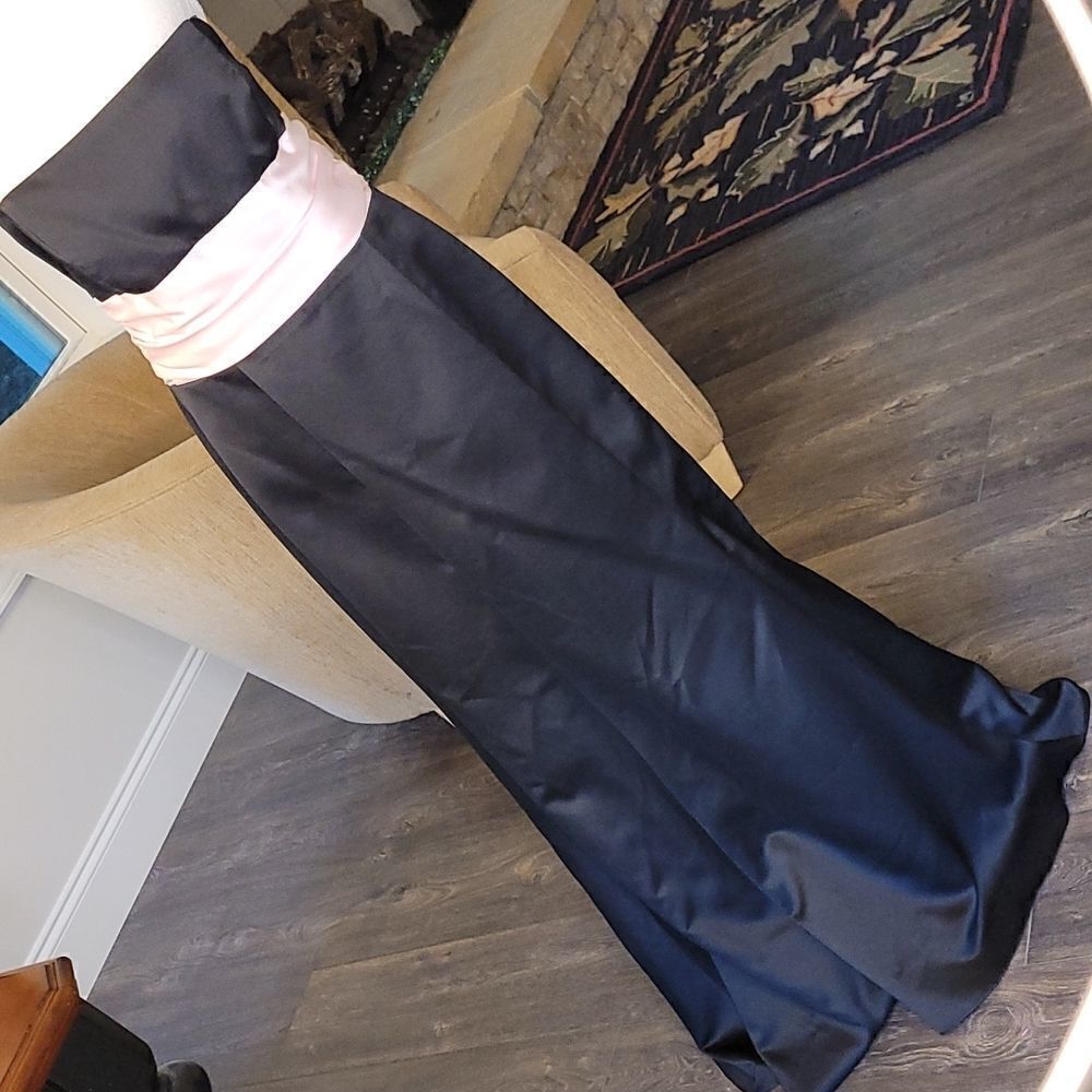 Morgan and Co. Pink and Black Strapless Dress